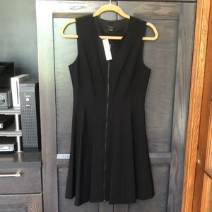 THEORY Bonbi Dress sz 6 Fit Flare Zip Front Sleeveless Black